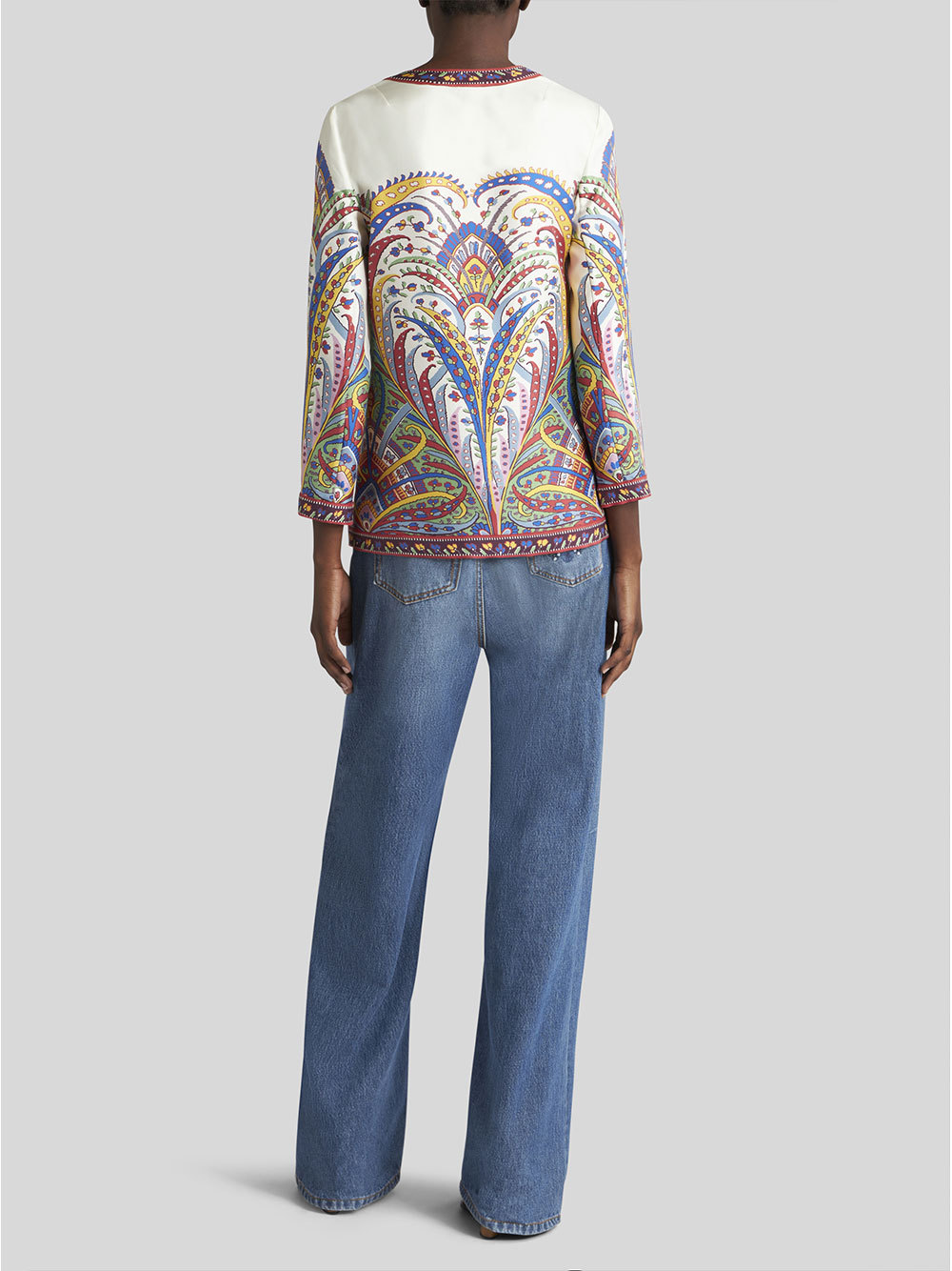 Etro Floral-print Silk Jacket In White