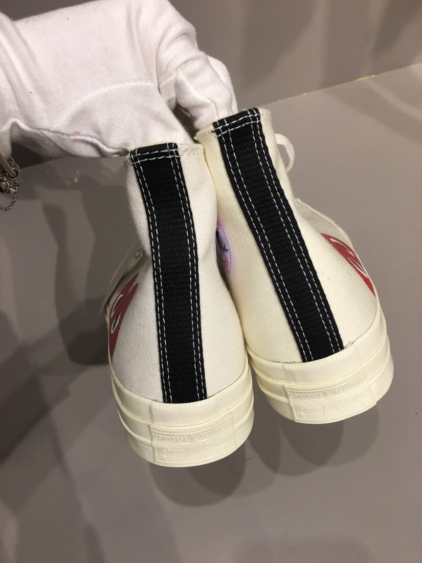Comme Des Garçons Play Popular White Converse Canvas Sneakers In White