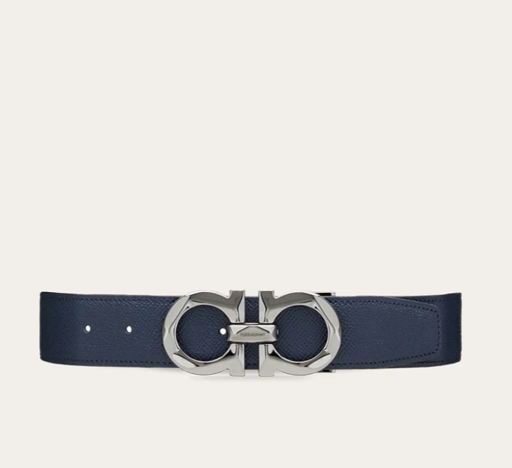 Ferragamo Adjustable Reversible Leather Belt With Metal Buckle In Black