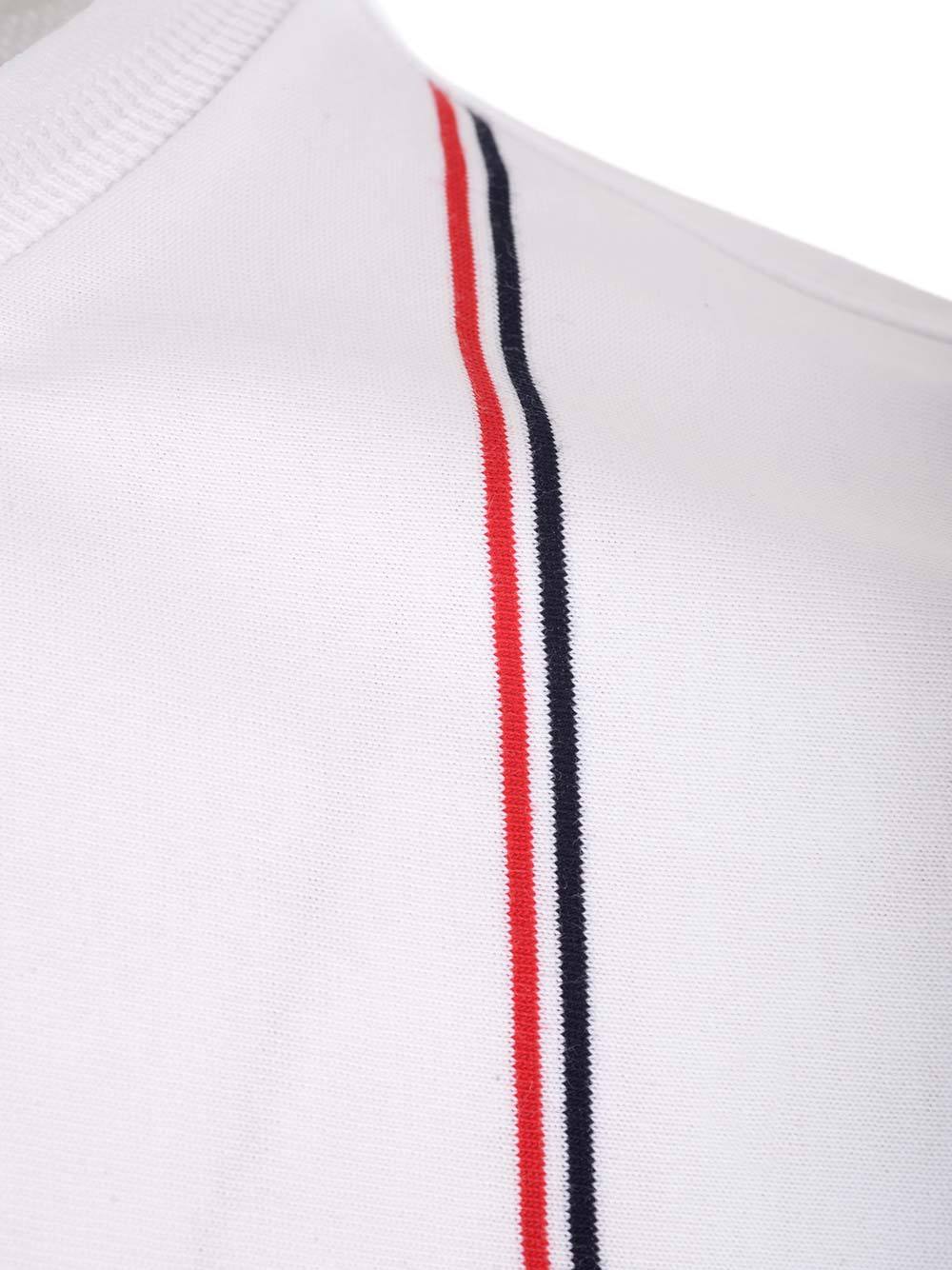 Thom Browne Crewneck T-shirt With Tricolor Intarsia In White