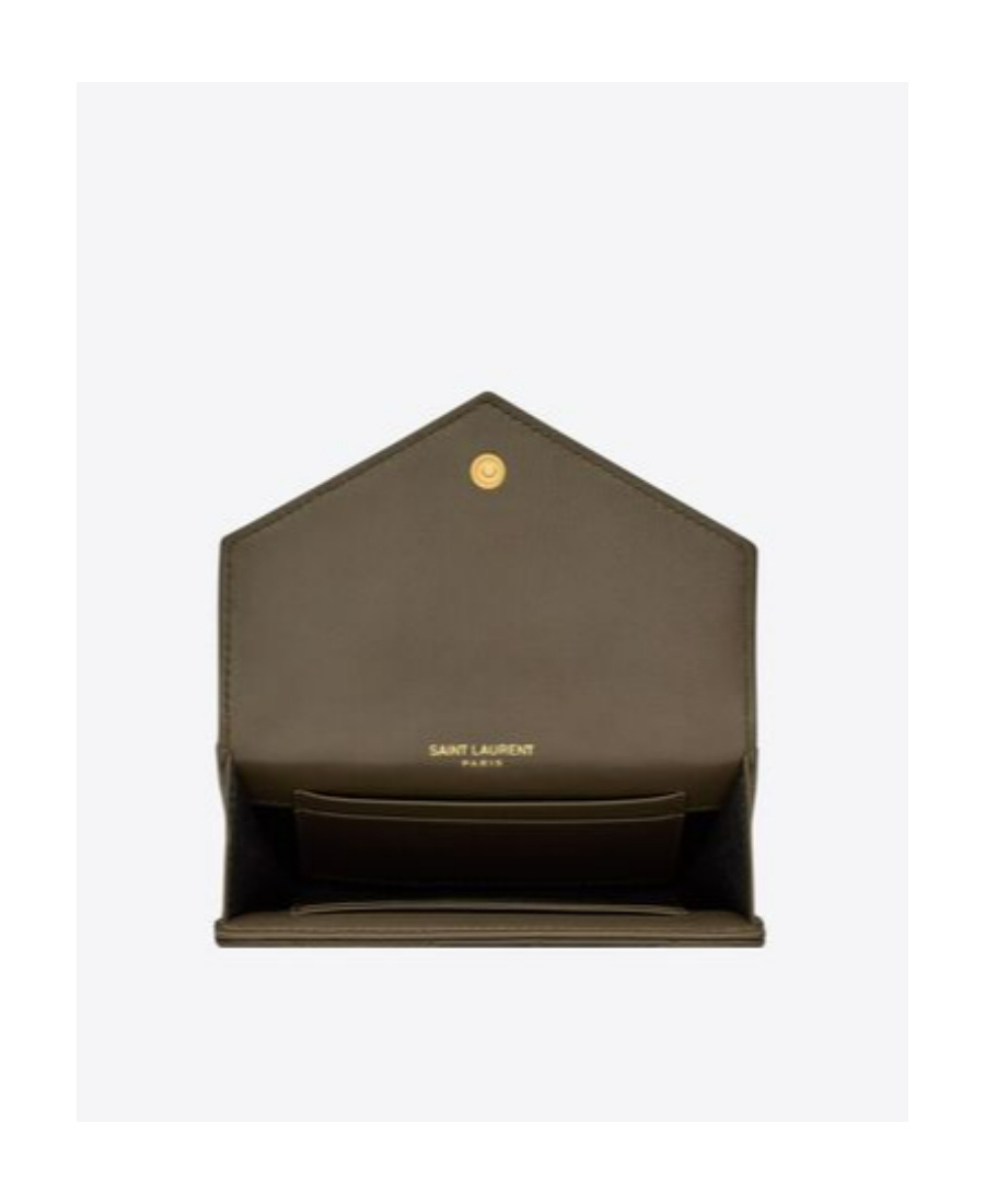 Saint Laurent Monogram Quilted Wallet In Green