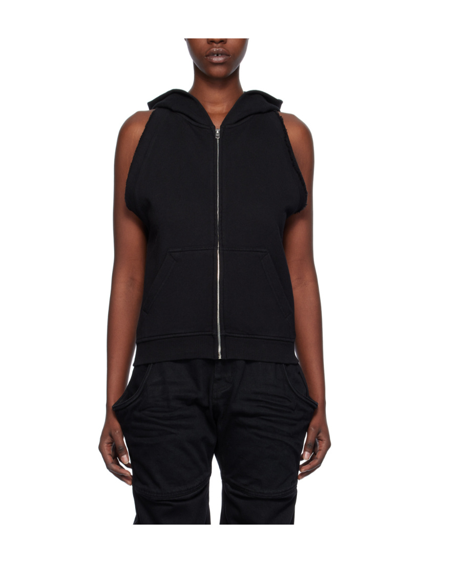 We11 Done Sleeveless Hooded Vest In Black