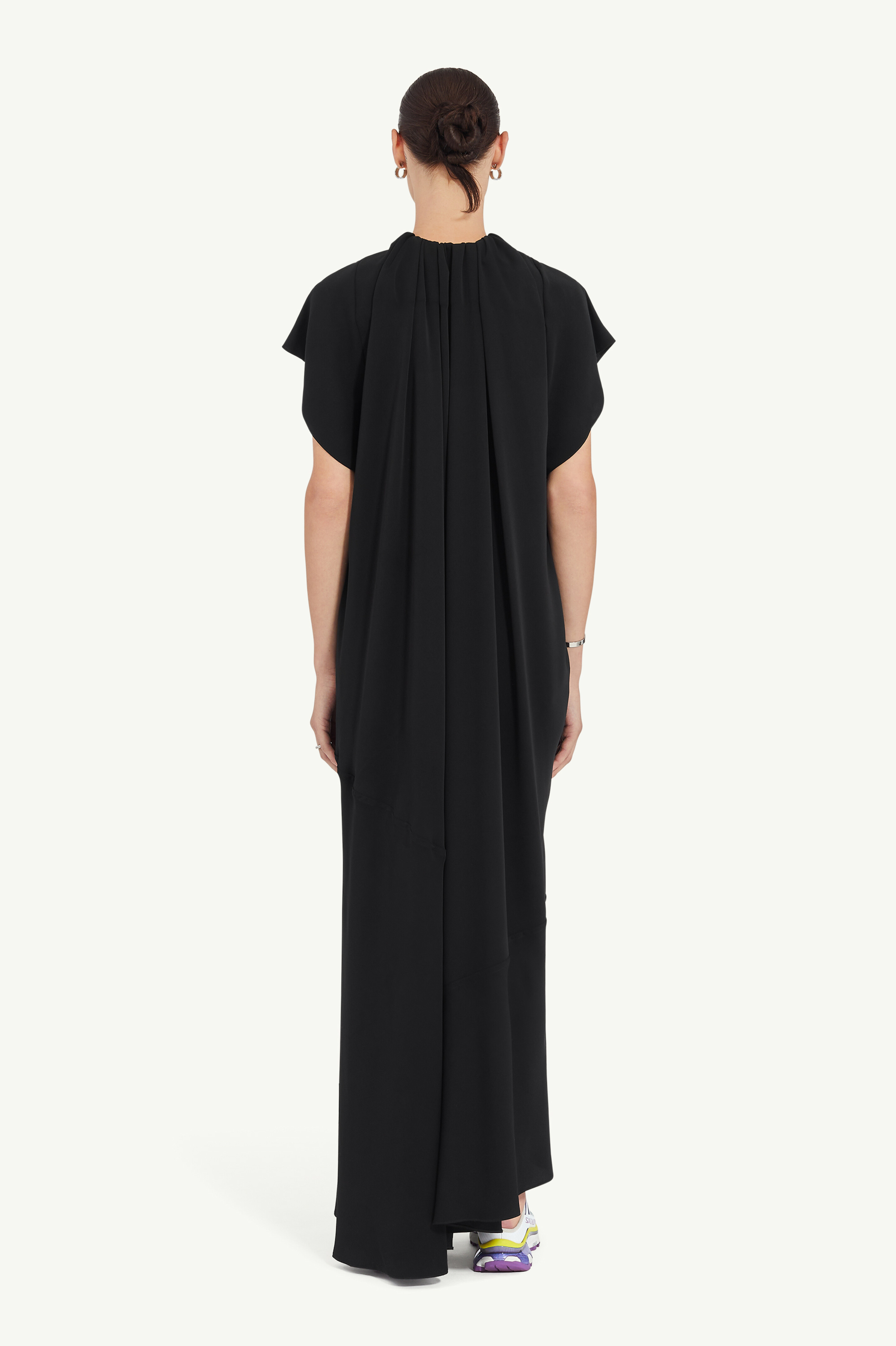 Mm6 Maison Margiela Gathered Short-sleeve Maxi Dress In Black