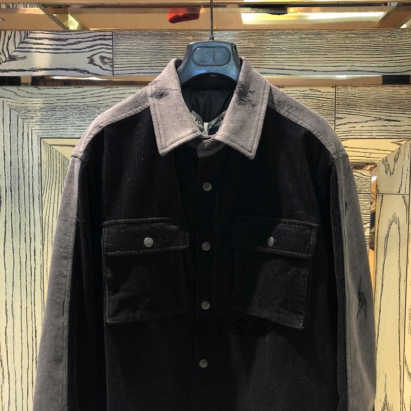 Forcerpblk Corduroy Spliced Casual Jacket In Black
