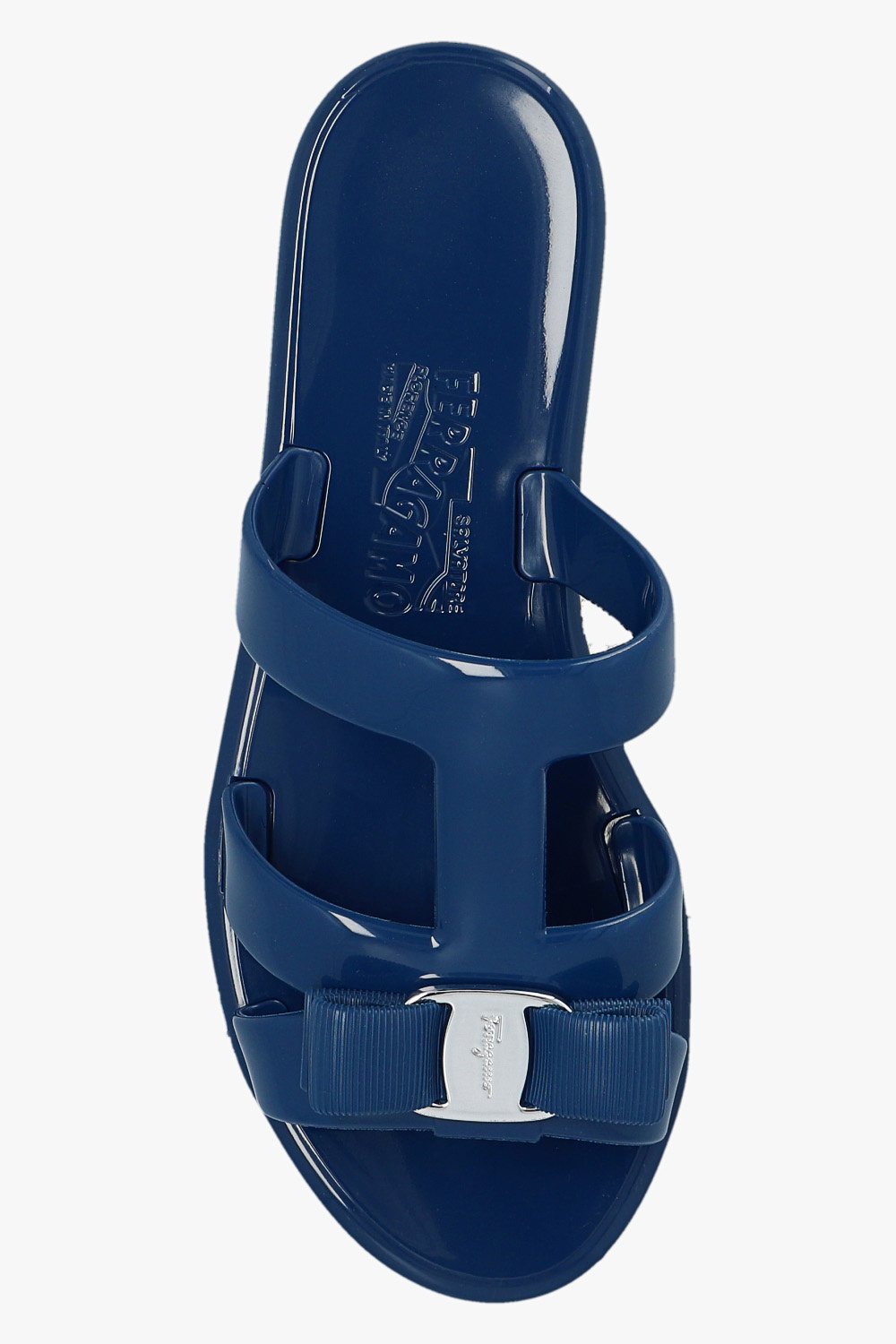Ferragamo Logo Slippers In Blue