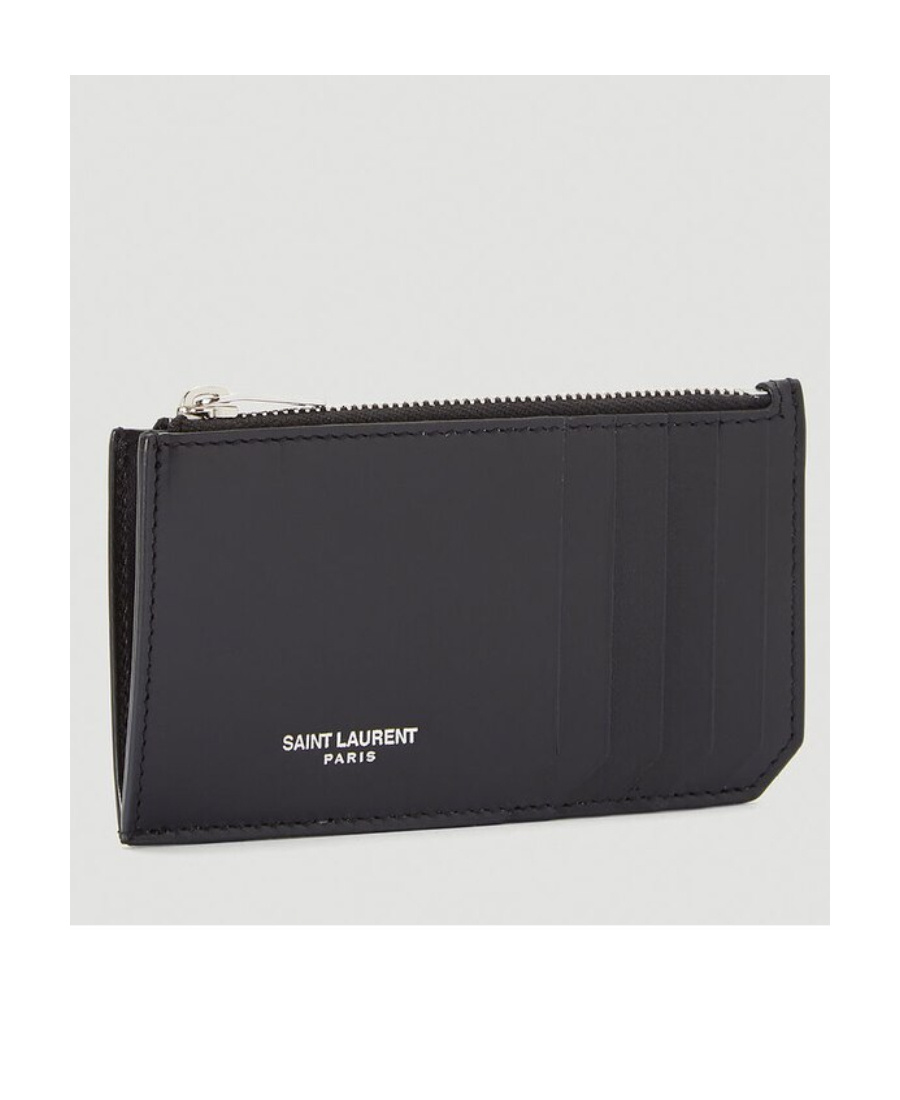Saint Laurent Fragments Logo Embossed Cardholder In Black