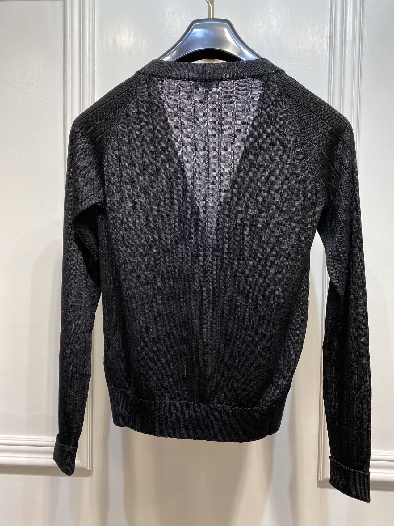 Saint Laurent V-neck Knitted Cardigan In Black