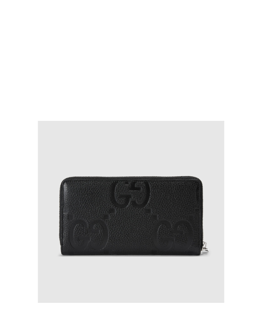 Gucci Jumbo Gg Zip Around Wallet In Black