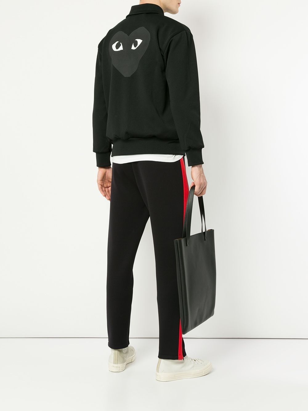 Comme Des Garçons Play Heart Applique Track Jacket In Black