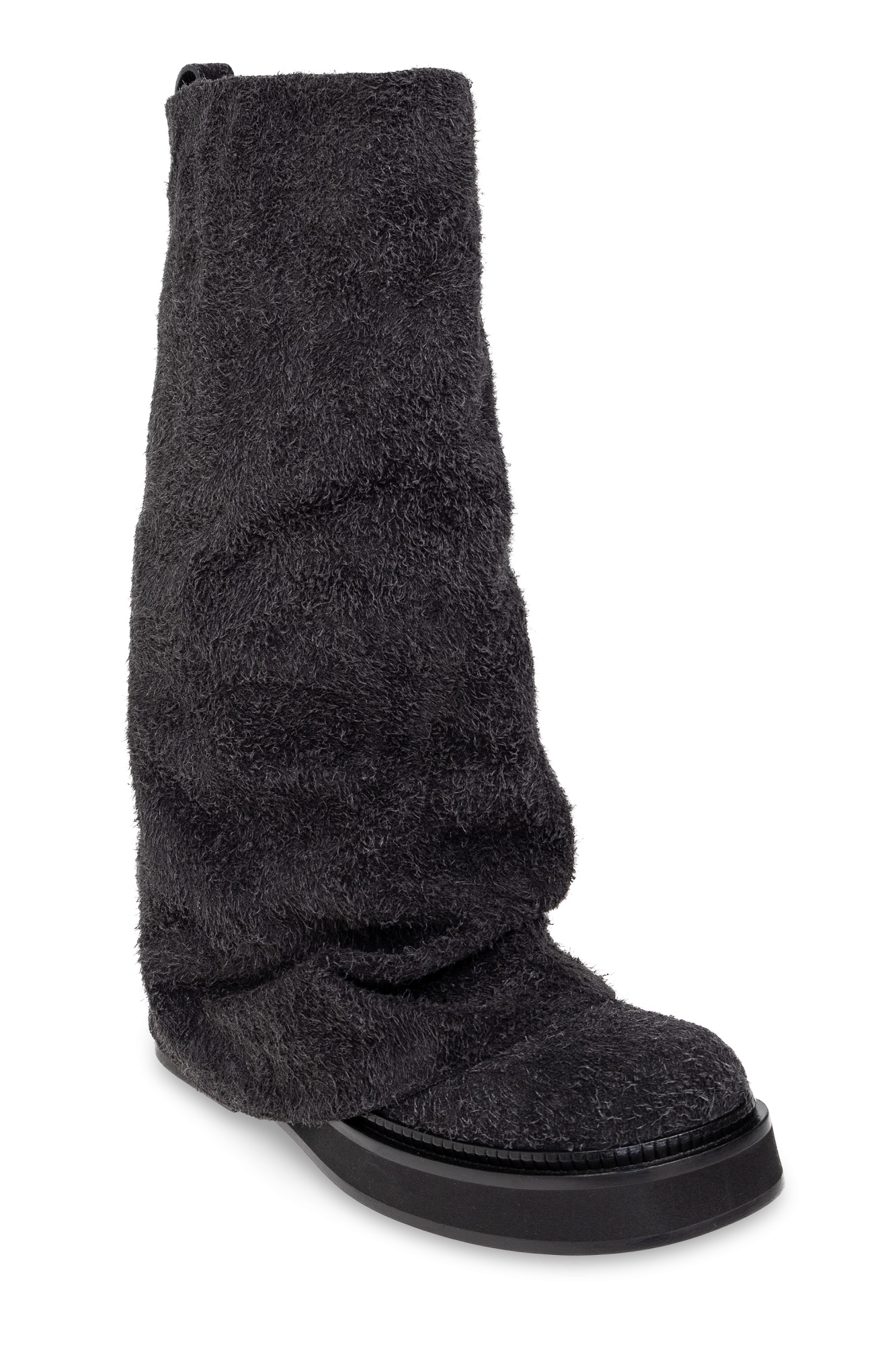 Attico Robin Layered Suede Boots In Black