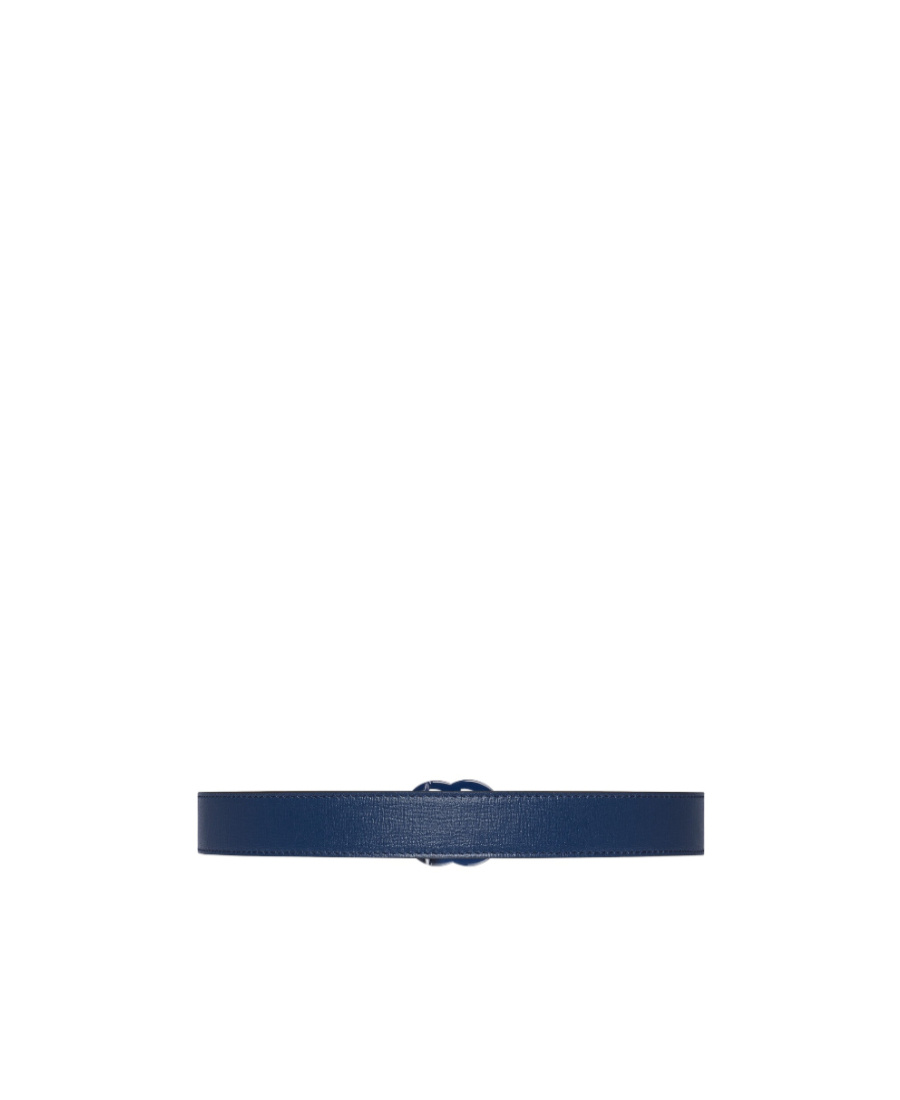 Gucci Double G Leather Belt In Blue