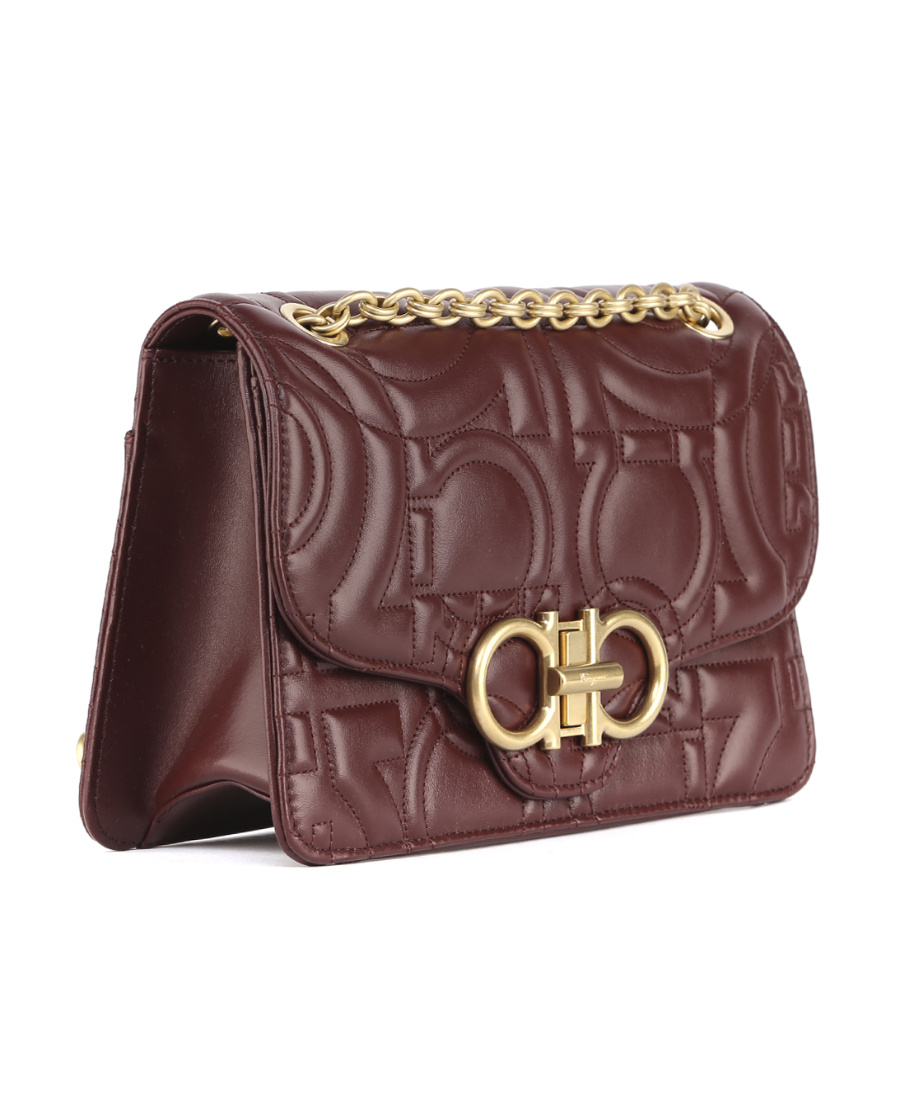 Ferragamo Large Gancini Logo Embossed Shoulder Bag In Red