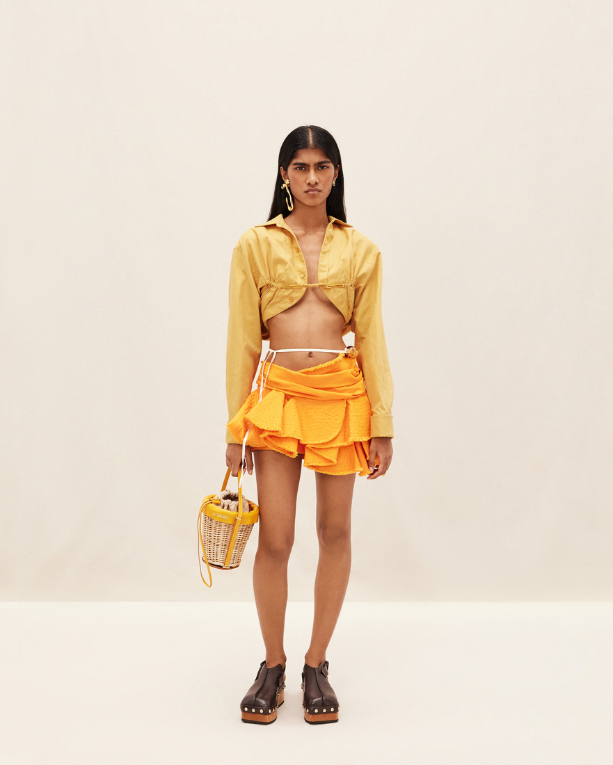 Jacquemus Le Papier Bolero Shirt In Yellow