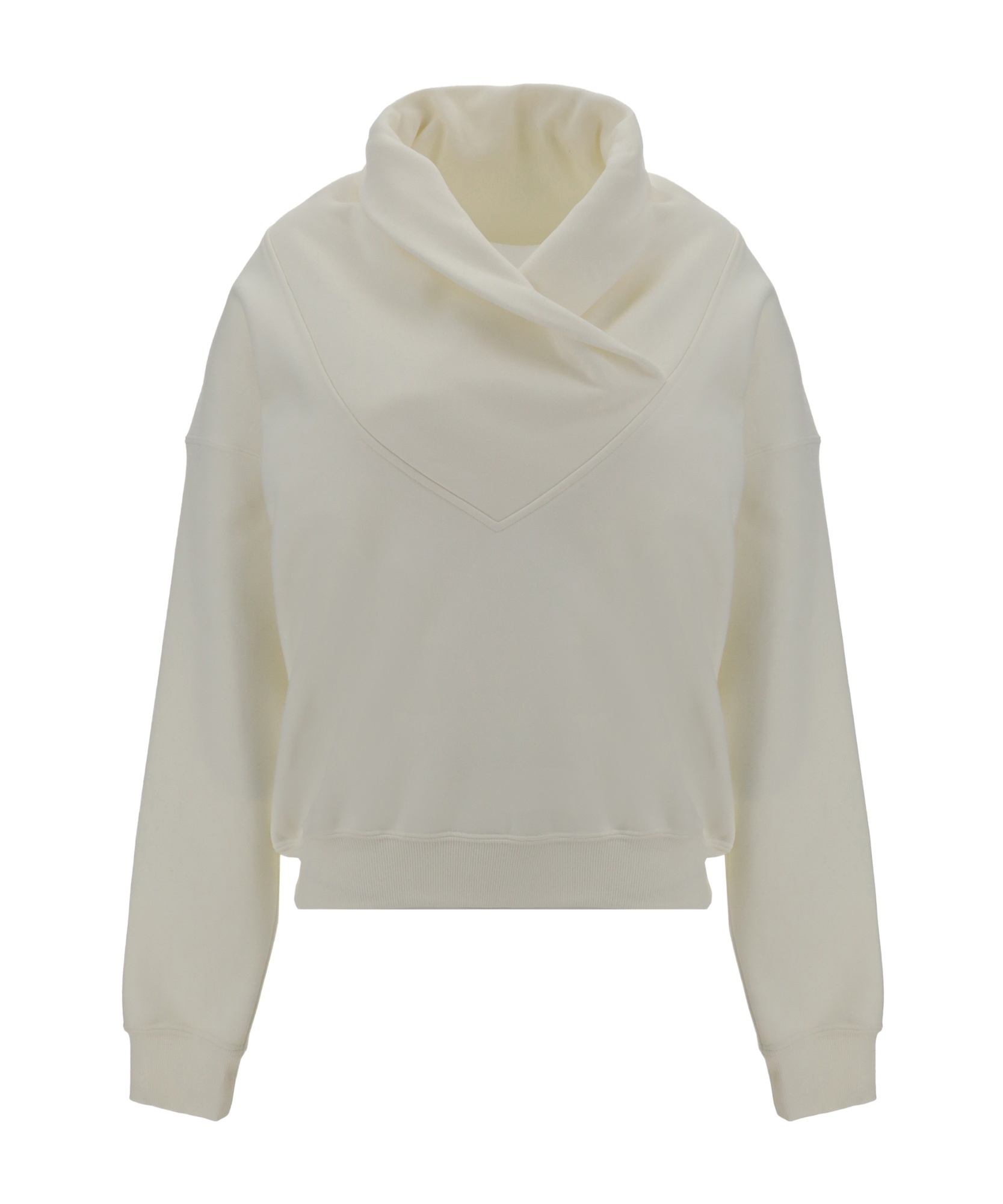 Saint Laurent Draped-detail Cowl-neck Sweatshirt In Nude