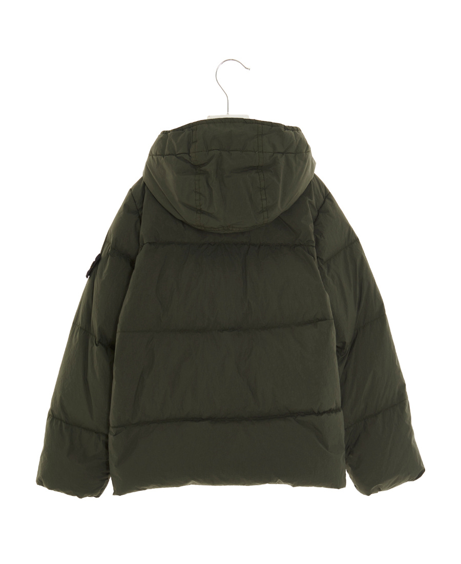 Stone Island Logo-patch Hooded Puffer Jacket In Green