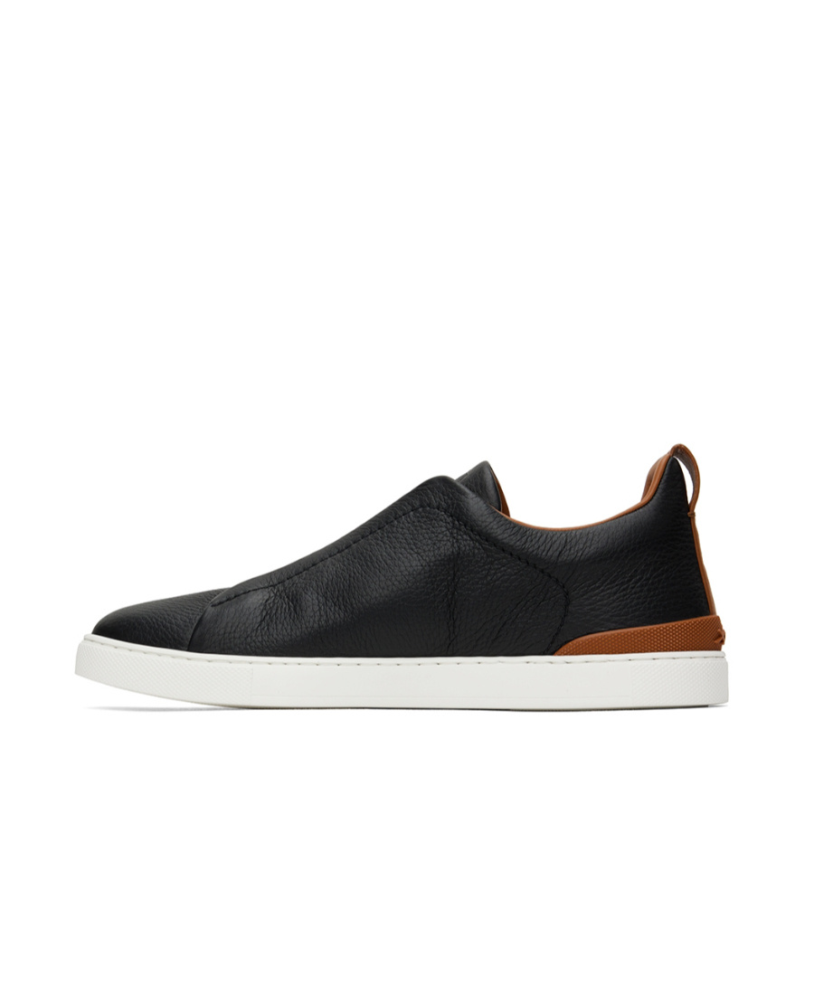 Zegna Sole Contrast Sneakers Pull Tab In Black