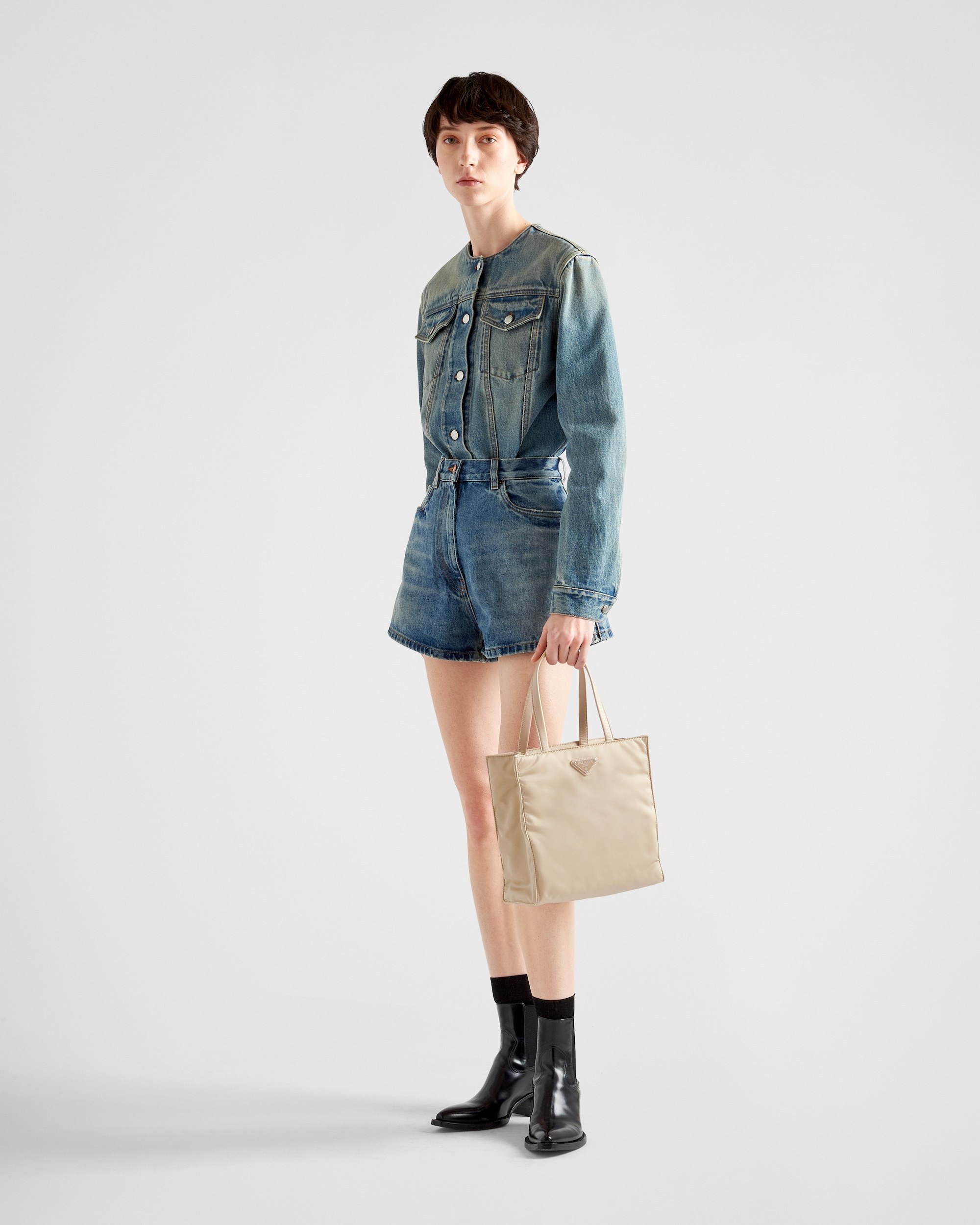 Prada Re-nylon Padded Tote Bag In Desert Yellow