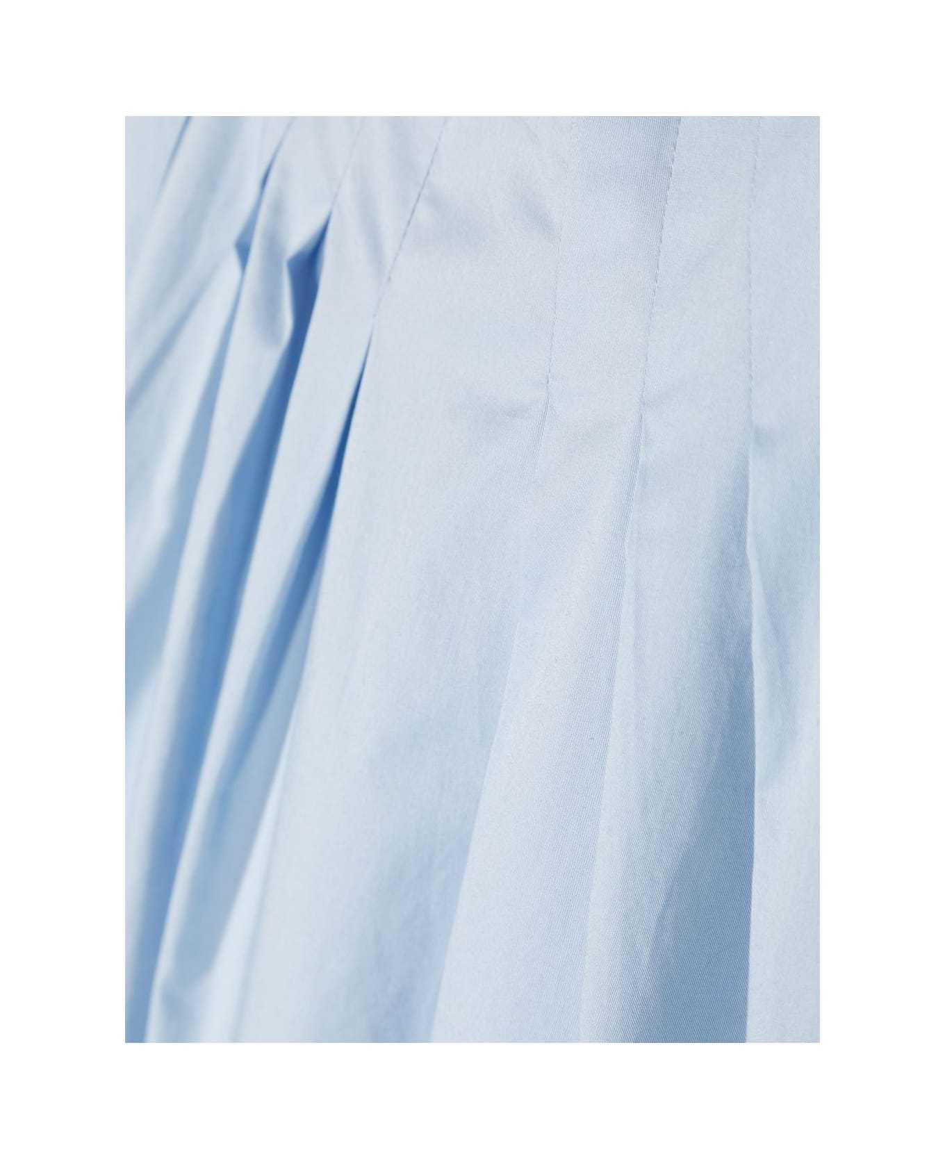 Il Gufo Ruffle-trim Cotton Dress In Blue