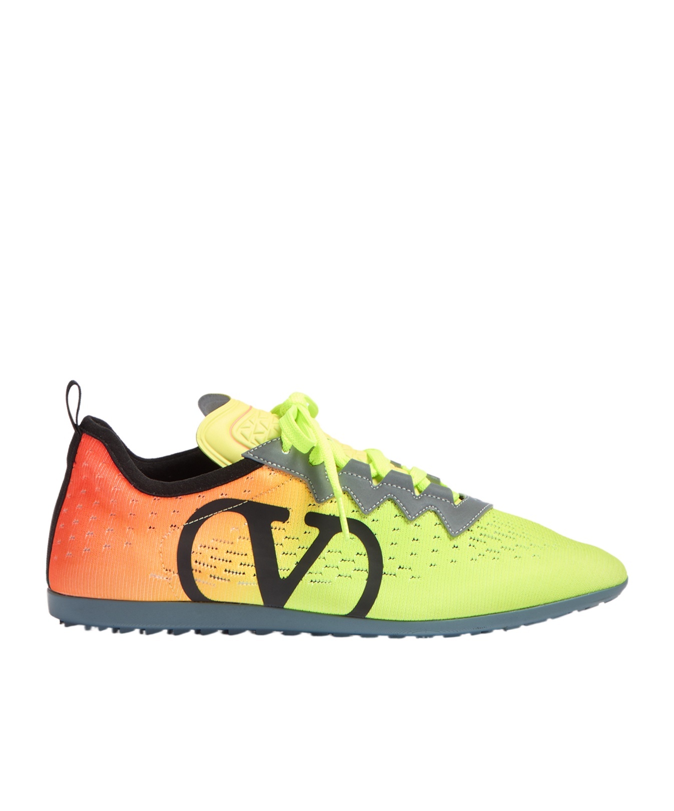 Valentino Lime Green And Fluorescent Orange Sporty Sneakers In Cotton And Pu Bold Design In Yellow