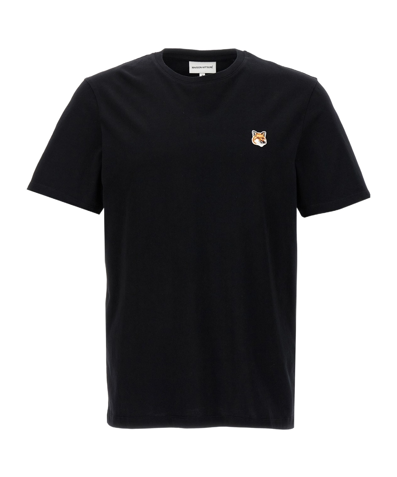 Maison Kitsuné Black T-shirt With Fox Head Patch In Cotton In Black