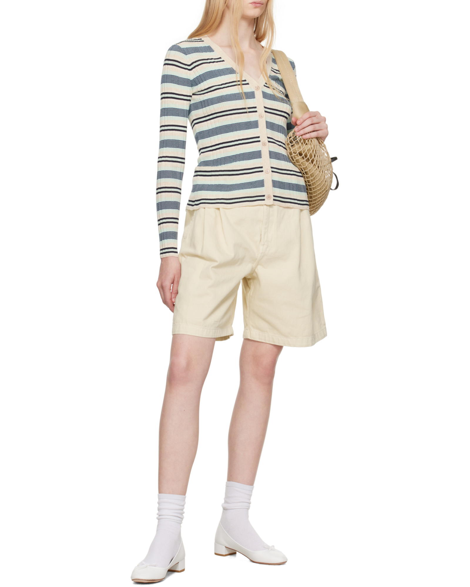Shop Maison Kitsuné Casual Pleated Bermuda