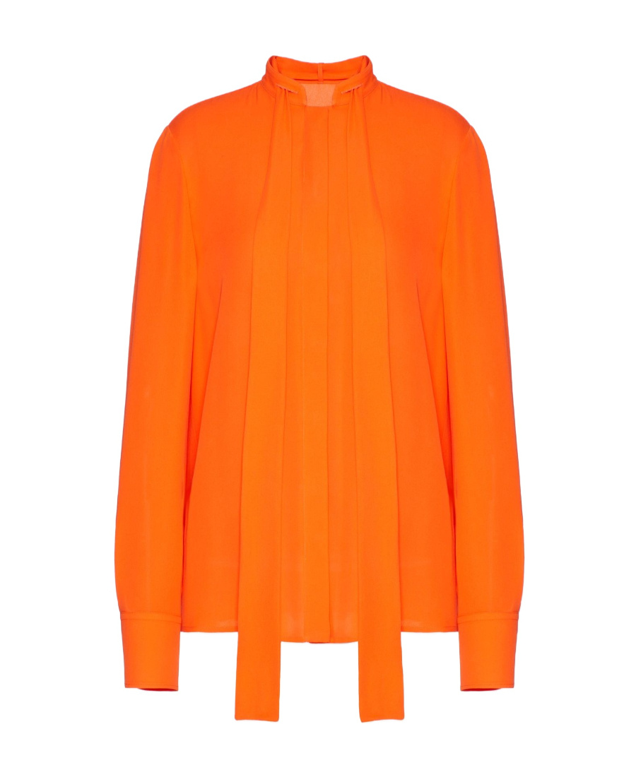 Valentino Scarf Long-sleeved Shirt In Orange