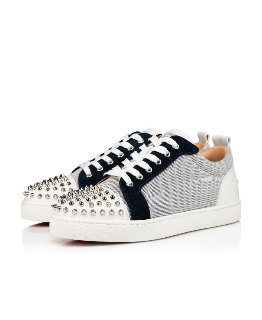 Christian Louboutin Rantulow Suede And Leather-trimmed Canvas Sneakers In White