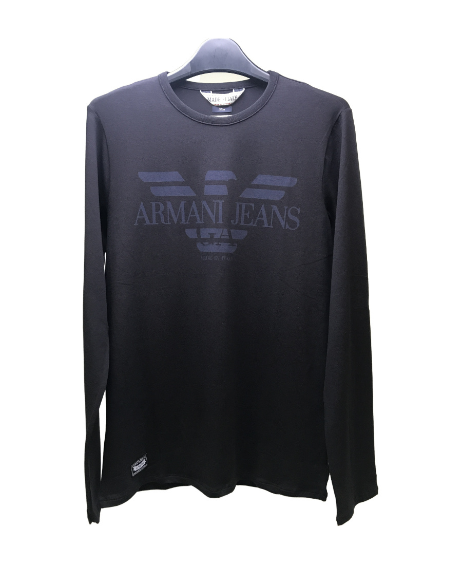 ARMANI JEANS LOGO ROUND COLLAR LONG-SLEEVED T-SHIRT