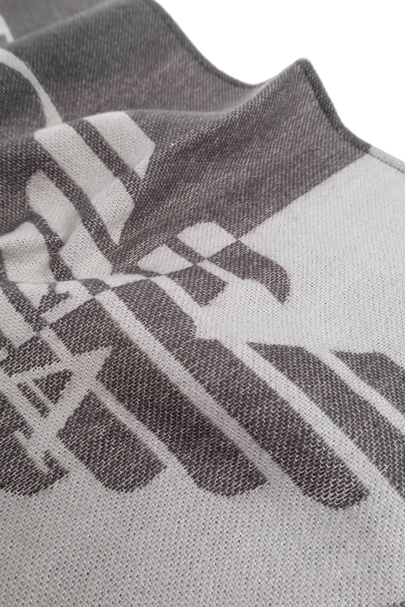 Emporio Armani Logo Wool Scarf In Black