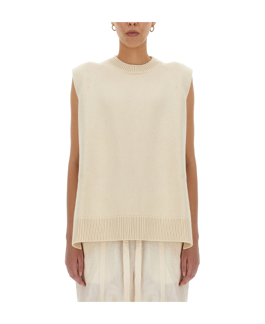 Jil Sander Relaxed Fit Crew-neck Wool Vest In Nude
