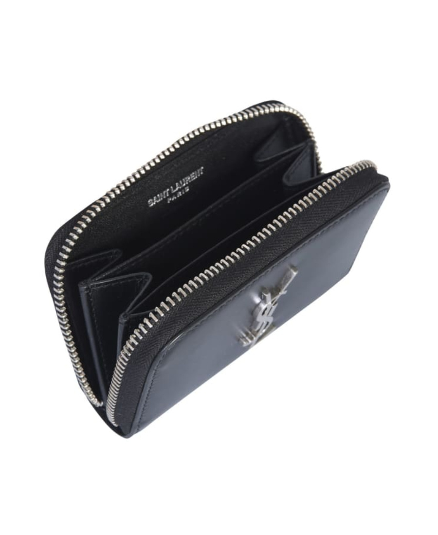 Saint Laurent Ysl Logo Zipped Purse In Black