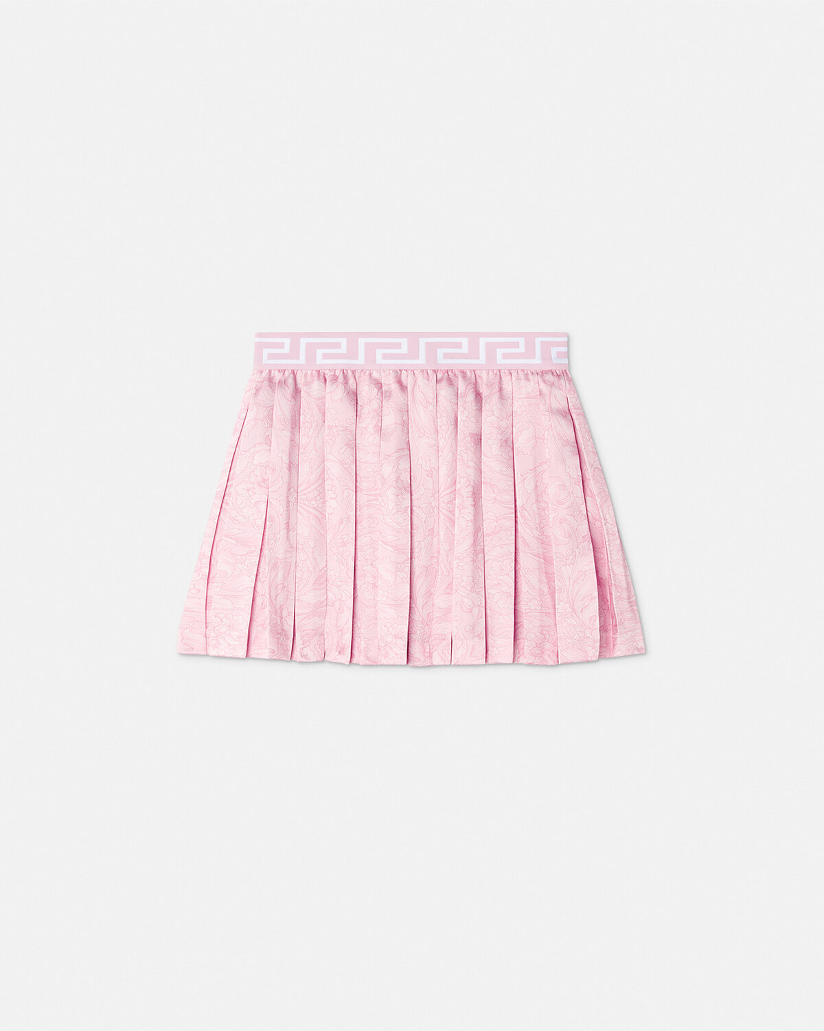 Shop Versace Barocco-print Pleated Skirt In Pink