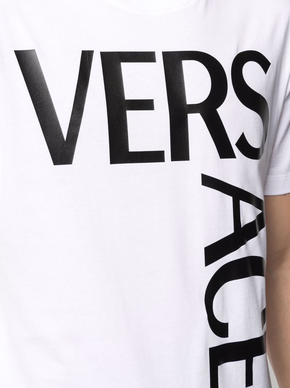 Versace Logo Printed Short Sleeved T-shirt In White