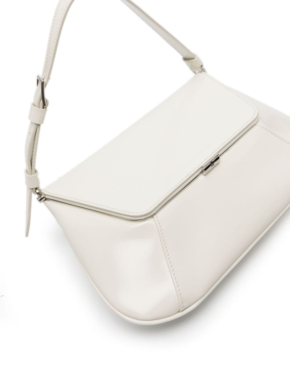 Amina Muaddi Women Black Leather Ami Shoulder Bag In White