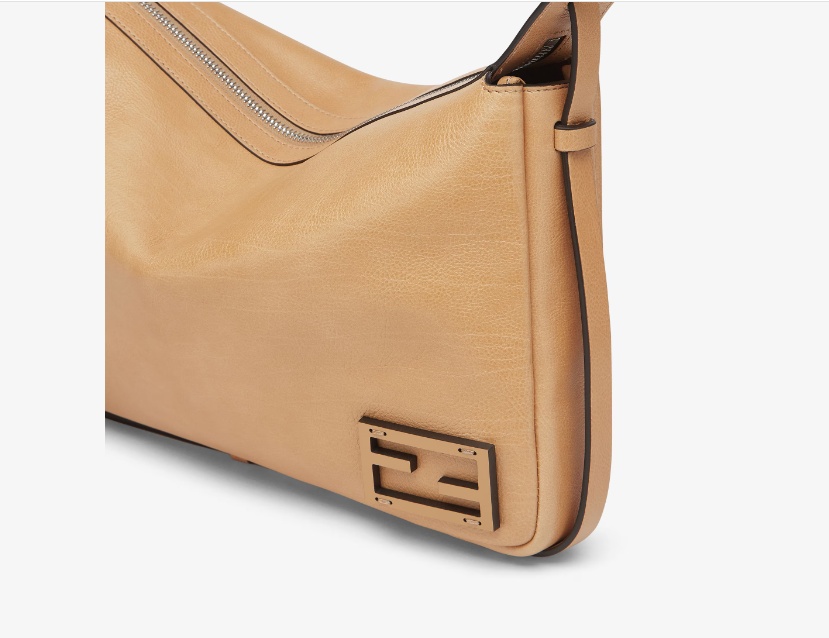 Shop Fendi Beige Leather Bag In Nude