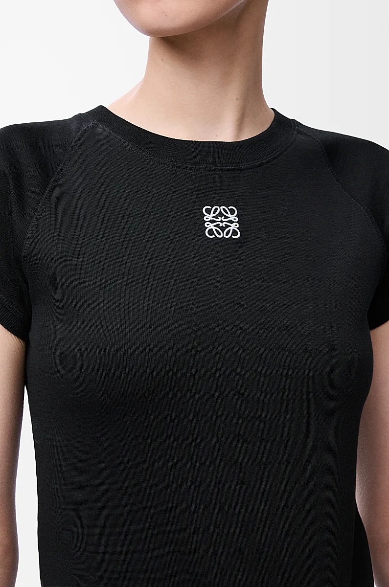 Loewe Black Cotton-blend T-shirt With Anagram Logo Women In Black