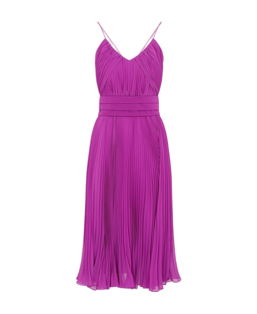 Max Mara Clarino Pleated Fabric Midi Dress In Purple