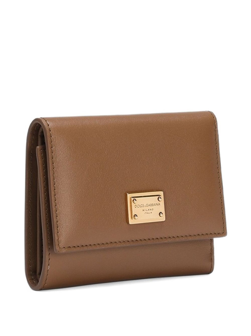 Dolce & Gabbana Dauphine Logo-plaque Trifold Wallet In Brown
