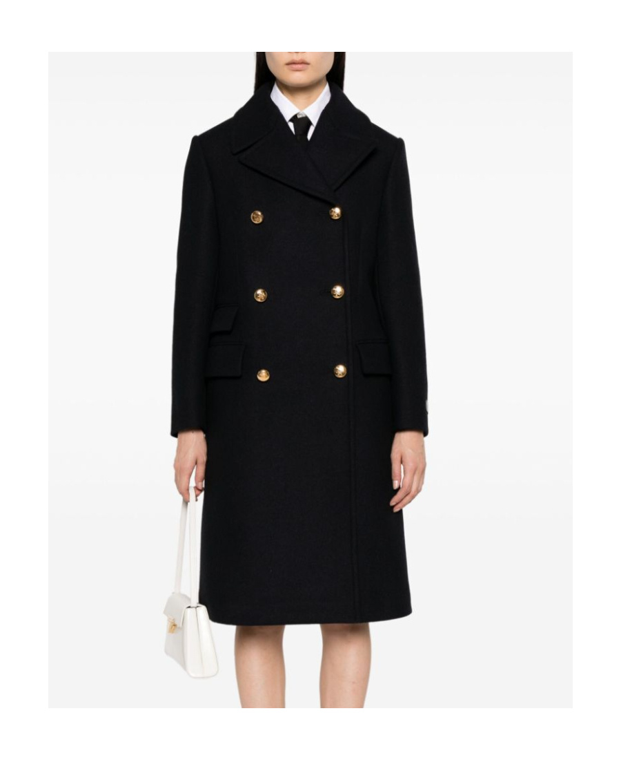 Prada Double-breasted Wool Coat In Blue
