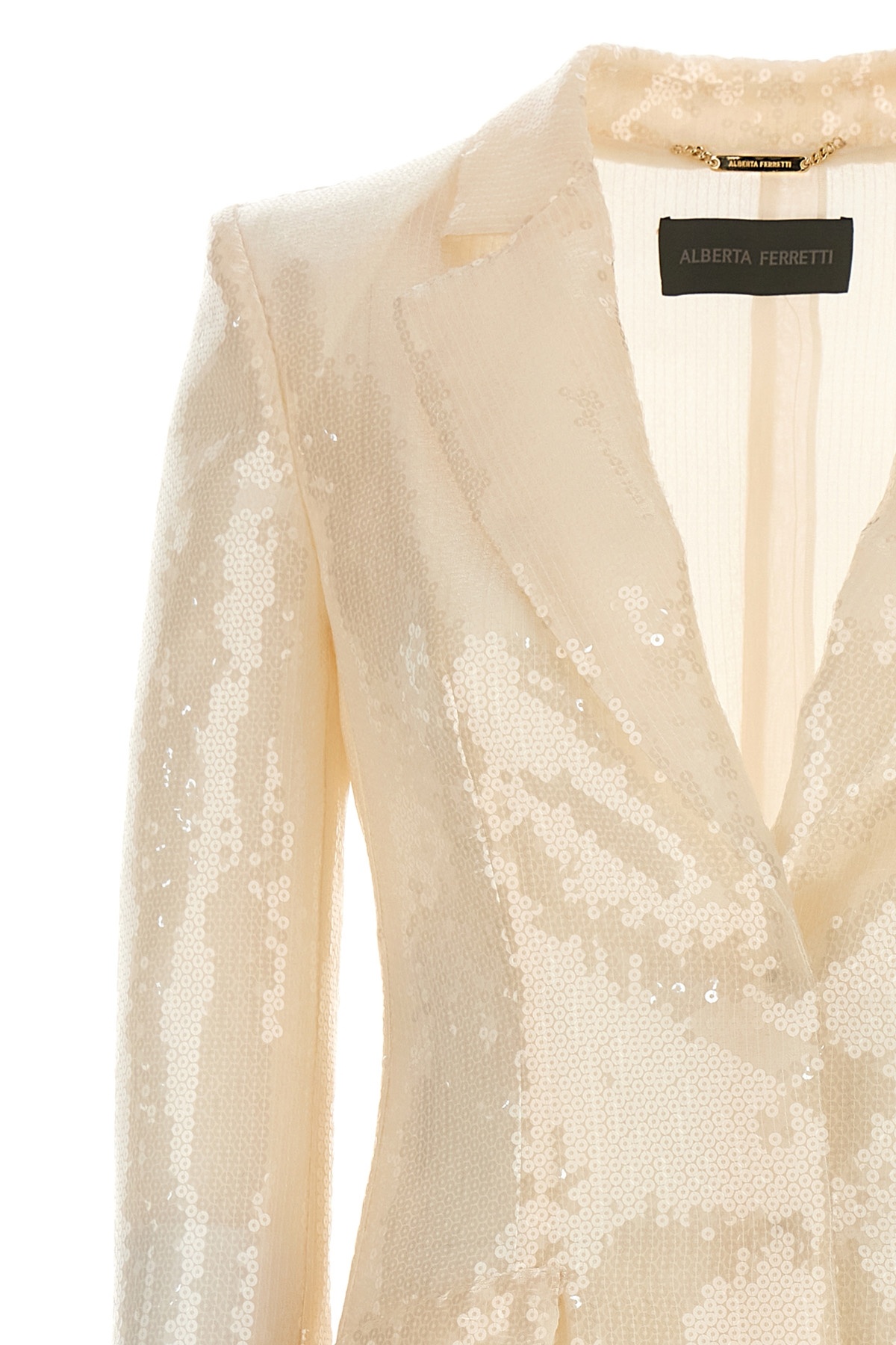 Alberta Ferretti Sequin Embellished Single-breasted Blazer In Nude