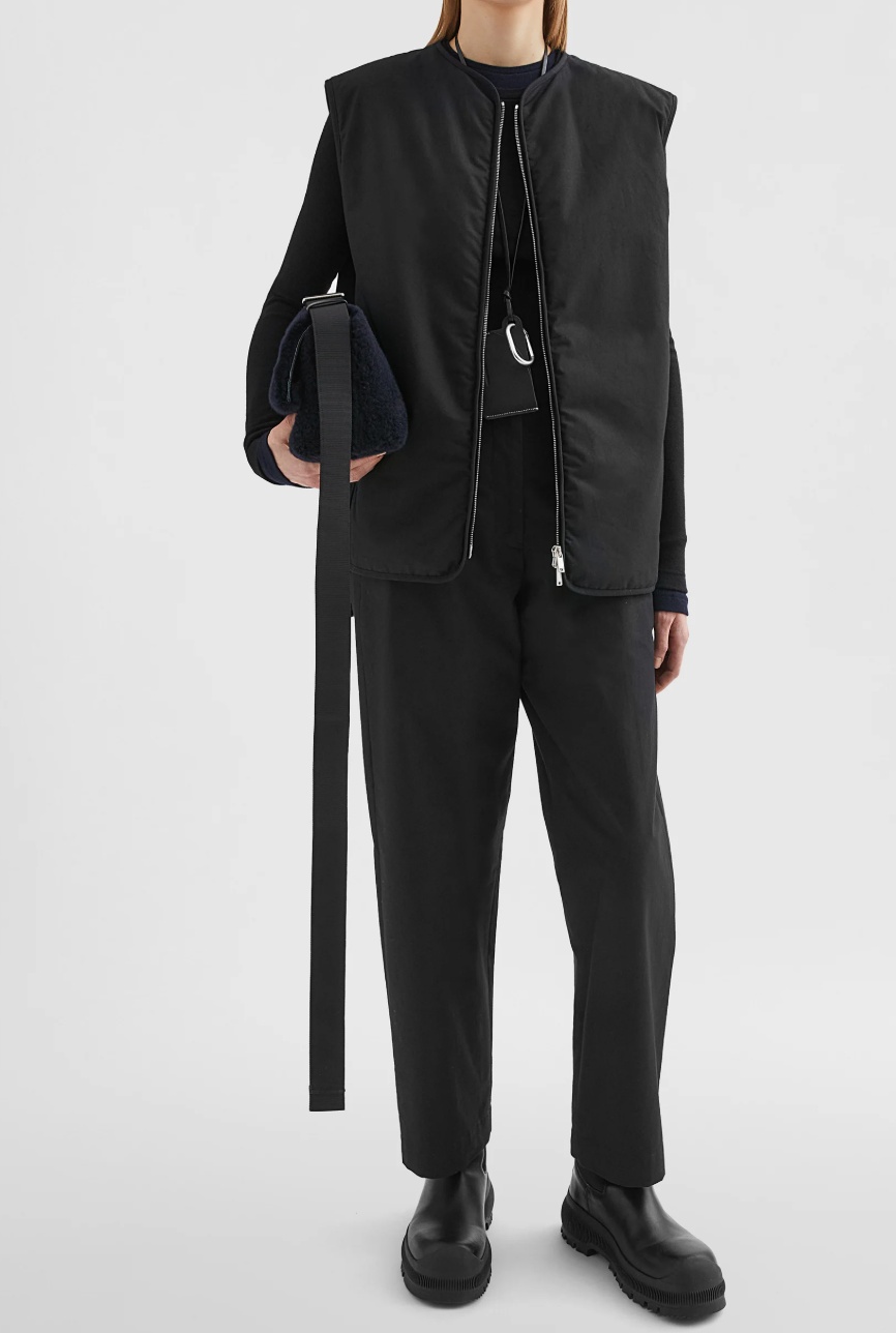 Jil Sander Cotton Padded Gilet In Black