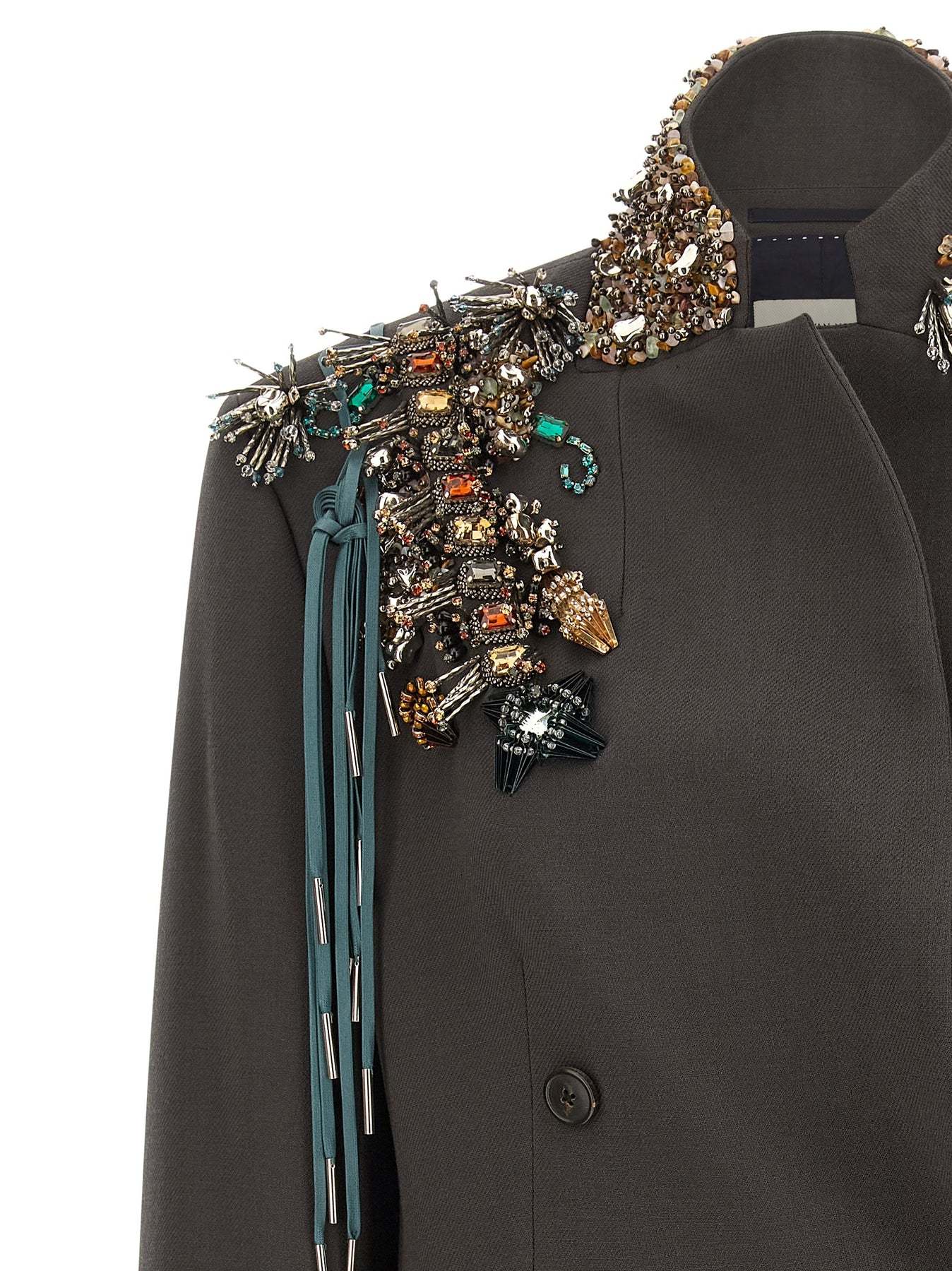 Dries Van Noten Bafya Embellished Blazer In Gray
