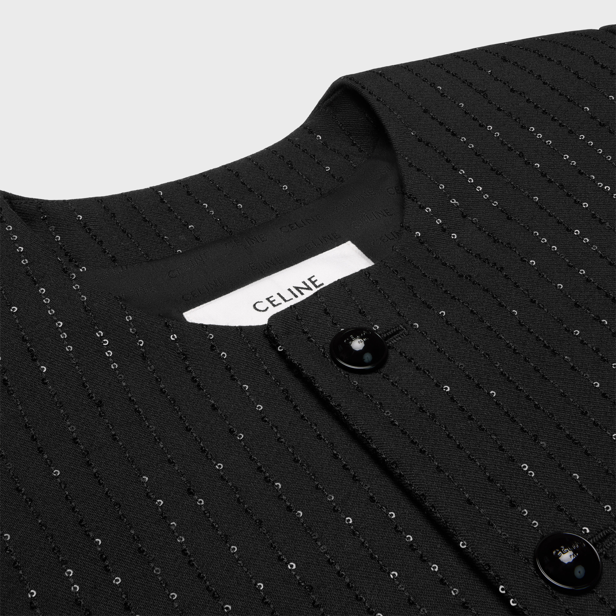 Celine Long-sleeved Wool Casual Jacket In Black