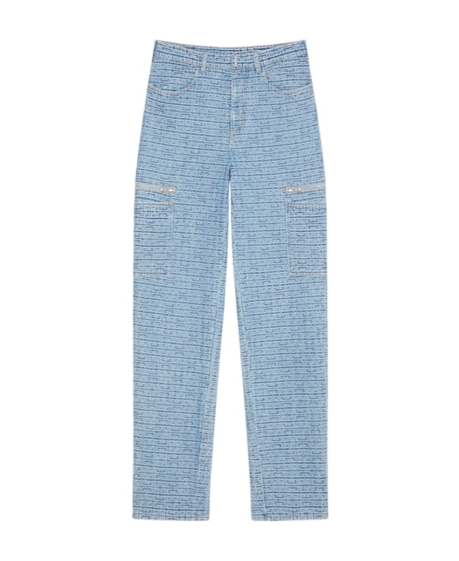 Givenchy 4g-embossed Logo-plaque Wide-leg Jeans In Blue