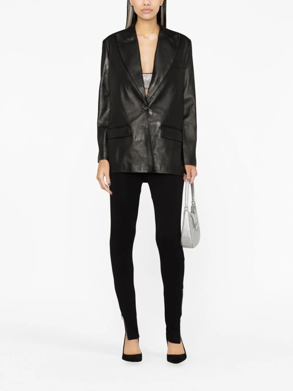 Magda Butrym Peak-lapels Sheepskin Blazer In Black