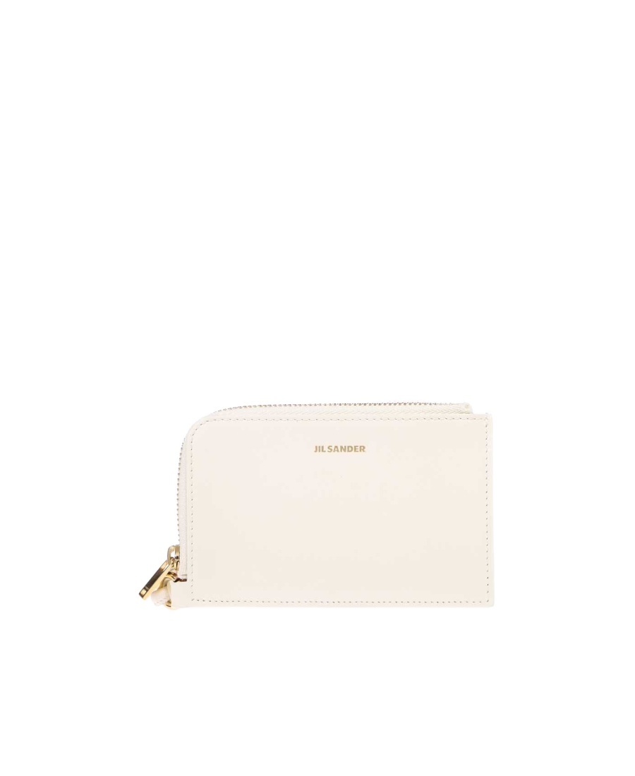 Jil Sander Zip-up Leather Purse In White