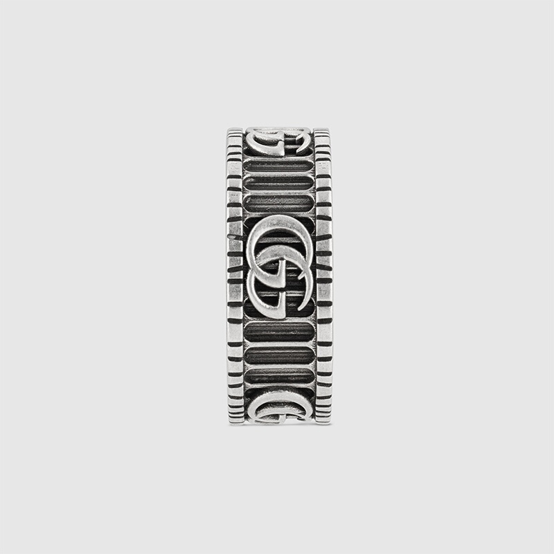 Gucci Double G Sterling Silver Ring In Gray