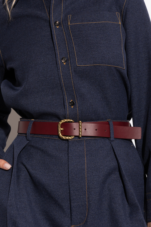 Bottega Veneta Buckle Belt In Red