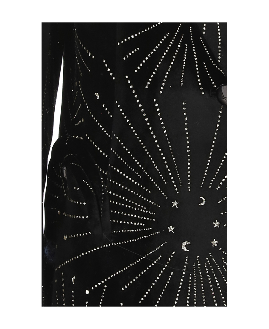 Blazé Milano Embellished Velvet Blazer With Back Slit In Black