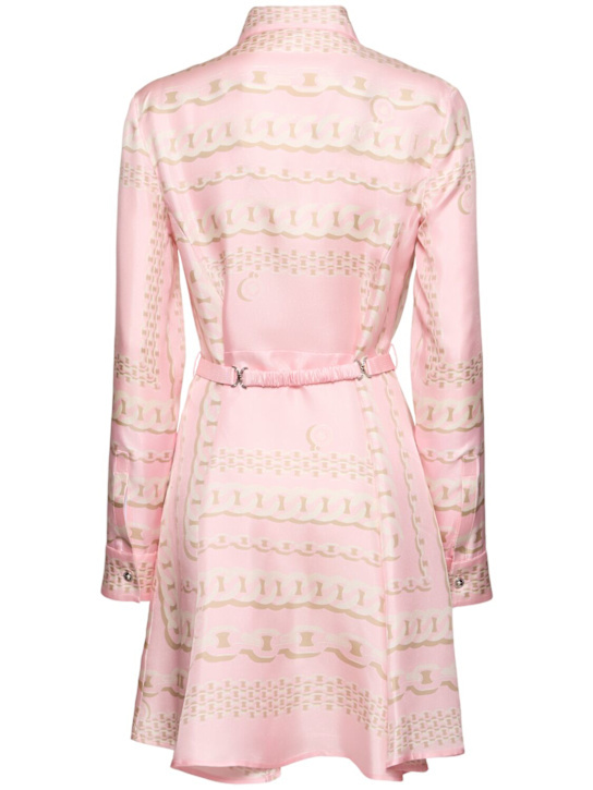 Versace Barocco Chain Pattern Mini Shirt Dress In Pink